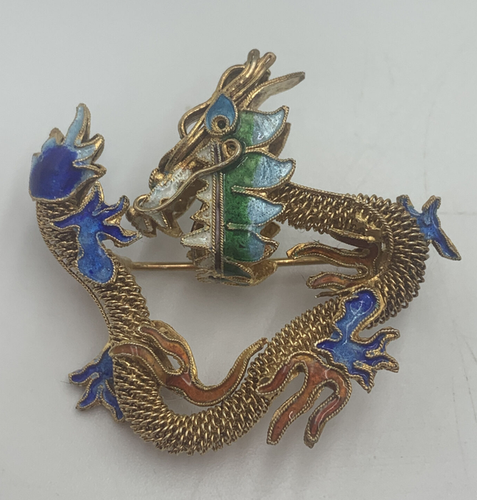 Picture of gold wash dragon brooch